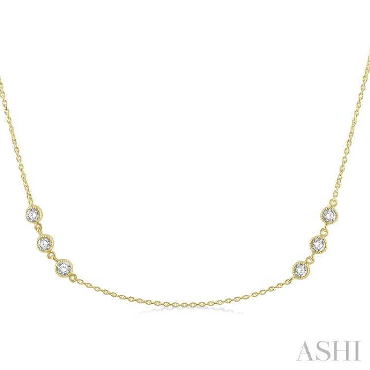 1 Ctw Round Cut Diamond Station Necklace in 14K Yellow Gold 1 Ctw Round Cut Diamond Station Necklace in 14K Yellow Gold