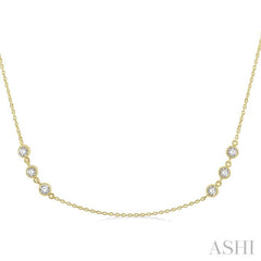 1 Ctw Round Cut Diamond Station Necklace in 14K Yellow Gold 1 Ctw Round Cut Diamond Station Necklace in 14K Yellow Gold