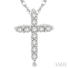 1/20 Ctw Round Cut Diamond Cross Petite Pendant in 14K White Gold with Chain 1/20 Ctw Round Cut Diamond Cross Petite Pendant in 14K White Gold with Chain