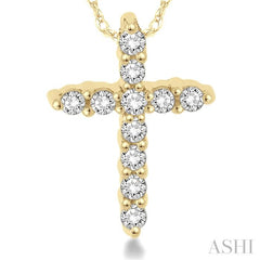 1/20 Ctw Round Cut Diamond Cross Petite Pendant in 14K Yellow Gold with Chain 1/20 Ctw Round Cut Diamond Cross Petite Pendant in 14K Yellow Gold with Chain