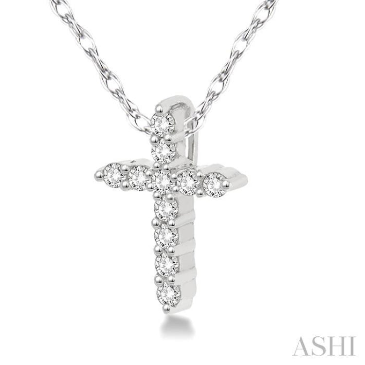 1/20 Ctw Round Cut Diamond Cross Petite Pendant in 10K White Gold with Chain 1/20 Ctw Round Cut Diamond Cross Petite Pendant in 10K White Gold with Chain