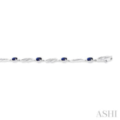 4X3 MM Oval Cut Sapphire and 1/5 Ctw Round Cut Diamond Precious Eternity Link Tennis Bracelet in 10K White Gold 4X3 MM Oval Cut Sapphire and 1/5 Ctw Round Cut Diamond Precious Eternity Link Tennis Bracelet in 10K White Gold