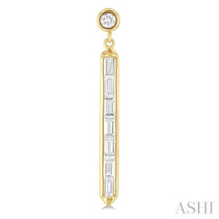 5/8 Ctw Vertical Bar Baguette and Round Cut Diamond Long Fashion Earrings in 14K Yellow Gold 5/8 Ctw Vertical Bar Baguette and Round Cut Diamond Long Fashion Earrings in 14K Yellow Gold