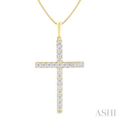 1/2 Ctw Round Cut Diamond Prong Set 1-Inch Plate Cross Pendant With Chain in 14K Yellow Gold 1/2 Ctw Round Cut Diamond Prong Set 1-Inch Plate Cross Pendant With Chain in 14K Yellow Gold