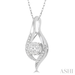1/5 Ctw Curved Lovebright Round Cut Diamond Pendant in 14K White Gold with chain 1/5 Ctw Curved Lovebright Round Cut Diamond Pendant in 14K White Gold with chain