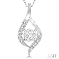 1/5 Ctw Curved Lovebright Round Cut Diamond Pendant in 14K White Gold with chain 1/5 Ctw Curved Lovebright Round Cut Diamond Pendant in 14K White Gold with chain