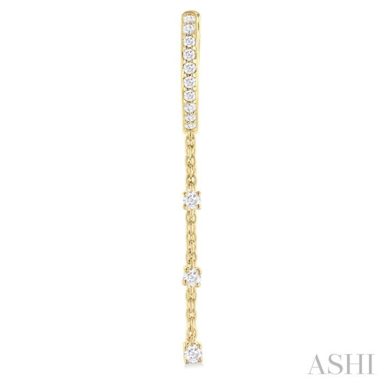 1/3 ctw Round Cut Diamond Chain Dangler Hoop Earring in 10K Yellow Gold 1/3 ctw Round Cut Diamond Chain Dangler Hoop Earring in 10K Yellow Gold