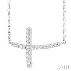 1/10 Ctw Petite Sideways Cross Round Cut Diamond Fashion Pendant With Chain in 10K White Gold 1/10 Ctw Petite Sideways Cross Round Cut Diamond Fashion Pendant With Chain in 10K White Gold