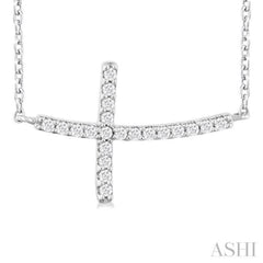 1/10 Ctw Petite Sideways Cross Round Cut Diamond Fashion Pendant With Chain in 10K White Gold 1/10 Ctw Petite Sideways Cross Round Cut Diamond Fashion Pendant With Chain in 10K White Gold