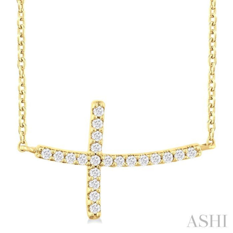 1/10 Ctw Petite Sideways Cross Round Cut Diamond Fashion Pendant With Chain in 10K Yellow Gold 1/10 Ctw Petite Sideways Cross Round Cut Diamond Fashion Pendant With Chain in 10K Yellow Gold