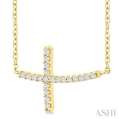 1/10 Ctw Petite Sideways Cross Round Cut Diamond Fashion Pendant With Chain in 10K Yellow Gold 1/10 Ctw Petite Sideways Cross Round Cut Diamond Fashion Pendant With Chain in 10K Yellow Gold