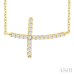1/10 Ctw Petite Sideways Cross Round Cut Diamond Fashion Pendant With Chain in 10K Yellow Gold 1/10 Ctw Petite Sideways Cross Round Cut Diamond Fashion Pendant With Chain in 10K Yellow Gold