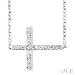 1/10 Ctw Petite Sideways Cross Round Cut Diamond Fashion Pendant With Chain in 10K White Gold 1/10 Ctw Petite Sideways Cross Round Cut Diamond Fashion Pendant With Chain in 10K White Gold