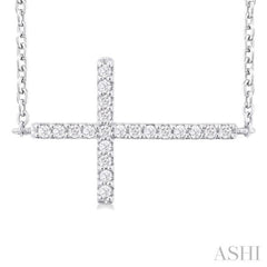 1/10 Ctw Petite Sideways Cross Round Cut Diamond Fashion Pendant With Chain in 10K White Gold 1/10 Ctw Petite Sideways Cross Round Cut Diamond Fashion Pendant With Chain in 10K White Gold