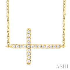 1/10 Ctw Petite Sideways Cross Round Cut Diamond Fashion Pendant With Chain in 10K Yellow Gold 1/10 Ctw Petite Sideways Cross Round Cut Diamond Fashion Pendant With Chain in 10K Yellow Gold