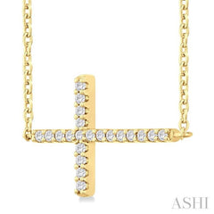 1/10 Ctw Petite Sideways Cross Round Cut Diamond Fashion Pendant With Chain in 10K Yellow Gold 1/10 Ctw Petite Sideways Cross Round Cut Diamond Fashion Pendant With Chain in 10K Yellow Gold