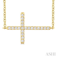 1/10 Ctw Petite Sideways Cross Round Cut Diamond Fashion Pendant With Chain in 10K Yellow Gold 1/10 Ctw Petite Sideways Cross Round Cut Diamond Fashion Pendant With Chain in 10K Yellow Gold
