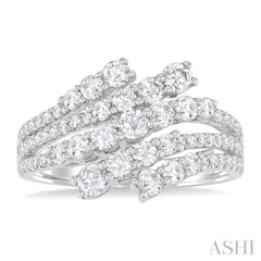 1 1/2 Ctw Triple Split Wide Bypass Round Cut Diamond Fashion Ring in 14K White Gold 1 1/2 Ctw Triple Split Wide Bypass Round Cut Diamond Fashion Ring in 14K White Gold