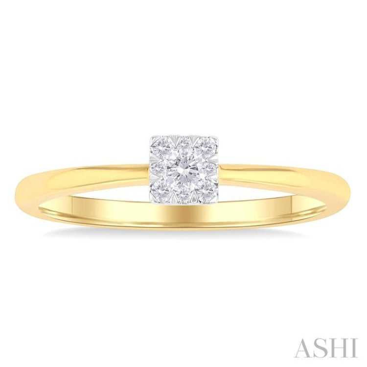 1/10 Ctw Lovebright Petite Square Shape Round Cut Diamond Fashion Ring in 10K Yellow Gold 1/10 Ctw Lovebright Petite Square Shape Round Cut Diamond Fashion Ring in 10K Yellow Gold