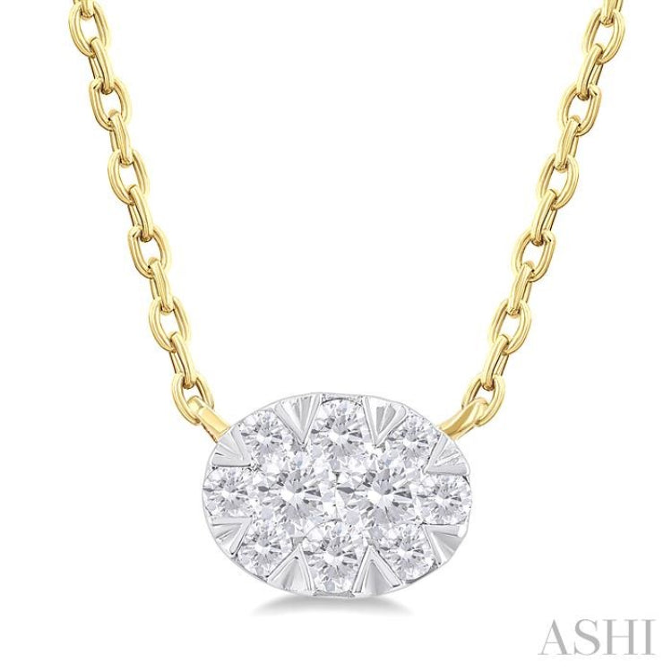 1/10 Ctw Lovebright Petite East-West Set Oval Shape Round Cut Diamond Fashion Pendant With Chain in 10K Yellow Gold 1/10 Ctw Lovebright Petite East-West Set Oval Shape Round Cut Diamond Fashion Pendant With Chain in 10K Yellow Gold
