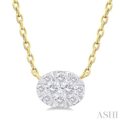 1/10 Ctw Lovebright Petite East-West Set Oval Shape Round Cut Diamond Fashion Pendant With Chain in 10K Yellow Gold 1/10 Ctw Lovebright Petite East-West Set Oval Shape Round Cut Diamond Fashion Pendant With Chain in 10K Yellow Gold