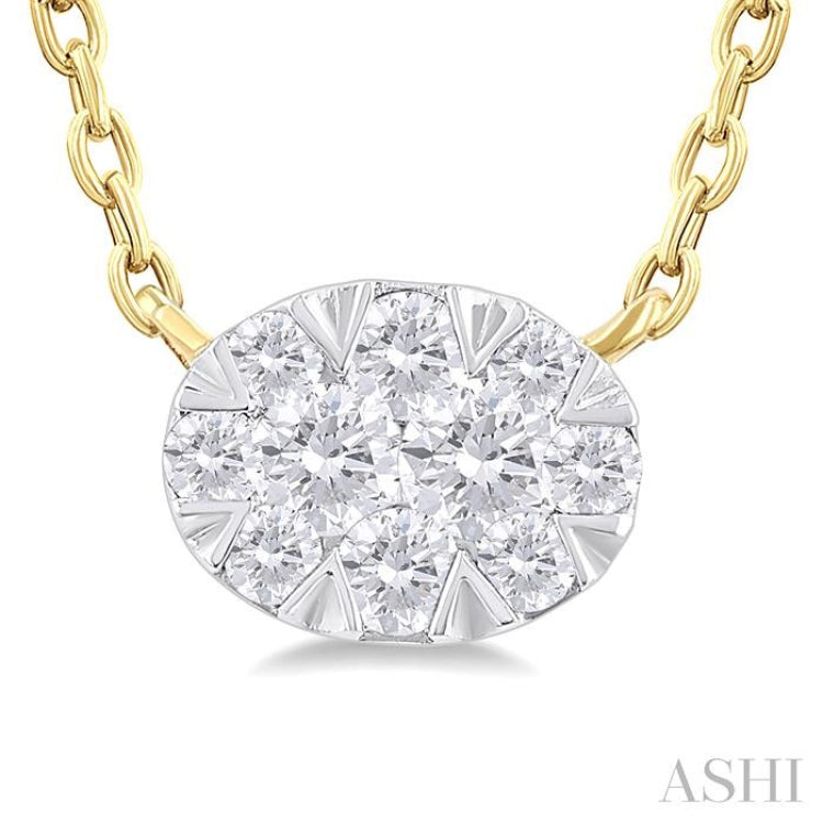 1/10 Ctw Lovebright Petite East-West Set Oval Shape Round Cut Diamond Fashion Pendant With Chain in 10K Yellow Gold 1/10 Ctw Lovebright Petite East-West Set Oval Shape Round Cut Diamond Fashion Pendant With Chain in 10K Yellow Gold