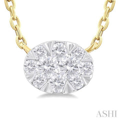 1/10 Ctw Lovebright Petite East-West Set Oval Shape Round Cut Diamond Fashion Pendant With Chain in 10K Yellow Gold 1/10 Ctw Lovebright Petite East-West Set Oval Shape Round Cut Diamond Fashion Pendant With Chain in 10K Yellow Gold