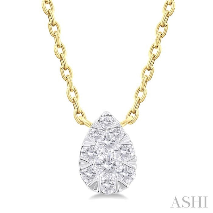 1/10 Ctw Lovebright Petite Pear Shape Round Cut Diamond Fashion Pendant With Chain in 10K Yellow Gold 1/10 Ctw Lovebright Petite Pear Shape Round Cut Diamond Fashion Pendant With Chain in 10K Yellow Gold