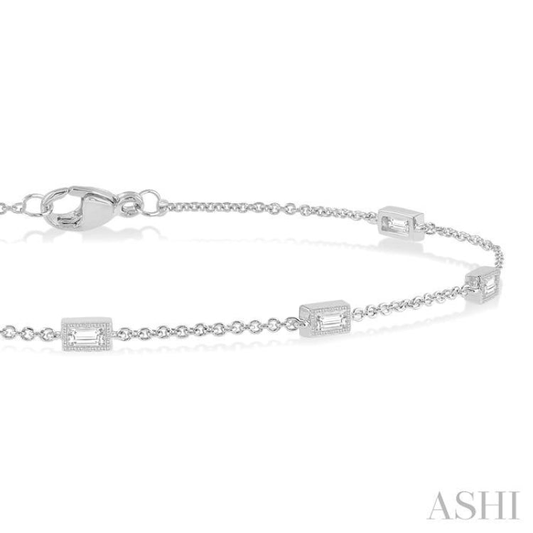 1/4 Ctw Petite Baguette Diamond Station Bracelet in 10K White Gold 1/4 Ctw Petite Baguette Diamond Station Bracelet in 10K White Gold