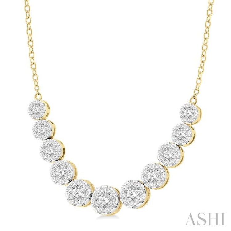 1 1/2 Ctw Round Cut Lovebright Diamond Necklace in 14K Yellow and White Gold 1 1/2 Ctw Round Cut Lovebright Diamond Necklace in 14K Yellow and White Gold