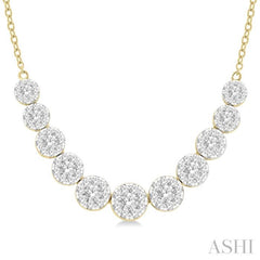 1 1/2 Ctw Round Cut Lovebright Diamond Necklace in 14K Yellow and White Gold 1 1/2 Ctw Round Cut Lovebright Diamond Necklace in 14K Yellow and White Gold