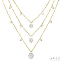 1/2 Ctw Lovebright Round Cut Diamond 3-Layered Necklace in 14K Yellow and White Gold 1/2 Ctw Lovebright Round Cut Diamond 3-Layered Necklace in 14K Yellow and White Gold