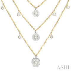 1/2 Ctw Lovebright Round Cut Diamond 3-Layered Necklace in 14K Yellow and White Gold 1/2 Ctw Lovebright Round Cut Diamond 3-Layered Necklace in 14K Yellow and White Gold