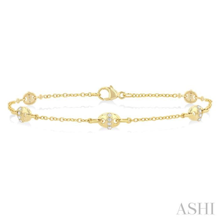 1/6 Ctw Mariner Link Station Round Cut Diamond Bracelet in 14K Yellow Gold 1/6 Ctw Mariner Link Station Round Cut Diamond Bracelet in 14K Yellow Gold