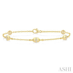 1/6 Ctw Mariner Link Station Round Cut Diamond Bracelet in 14K Yellow Gold 1/6 Ctw Mariner Link Station Round Cut Diamond Bracelet in 14K Yellow Gold