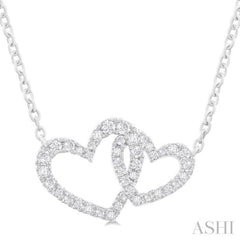 1/4 Ctw Interlocked Heart Round Cut Diamond Fashion Pendant With Chain in 10K White Gold 1/4 Ctw Interlocked Heart Round Cut Diamond Fashion Pendant With Chain in 10K White Gold
