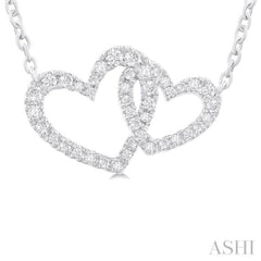 1/4 Ctw Interlocked Heart Round Cut Diamond Fashion Pendant With Chain in 10K White Gold 1/4 Ctw Interlocked Heart Round Cut Diamond Fashion Pendant With Chain in 10K White Gold