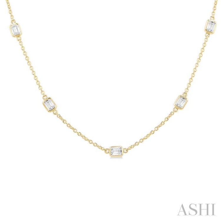 2 Ctw Emerald Cut Diamond Fashion Necklace in 14K Yellow Gold 2 Ctw Emerald Cut Diamond Fashion Necklace in 14K Yellow Gold