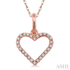 1/10 Ctw Round Cut Diamond Heart Shape Pendant in 14K Rose Gold with Chain 1/10 Ctw Round Cut Diamond Heart Shape Pendant in 14K Rose Gold with Chain