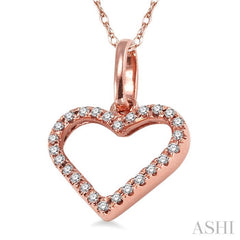 1/10 Ctw Round Cut Diamond Heart Shape Pendant in 14K Rose Gold with Chain 1/10 Ctw Round Cut Diamond Heart Shape Pendant in 14K Rose Gold with Chain