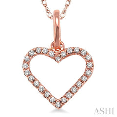 1/10 Ctw Round Cut Diamond Heart Shape Pendant in 14K Rose Gold with Chain 1/10 Ctw Round Cut Diamond Heart Shape Pendant in 14K Rose Gold with Chain