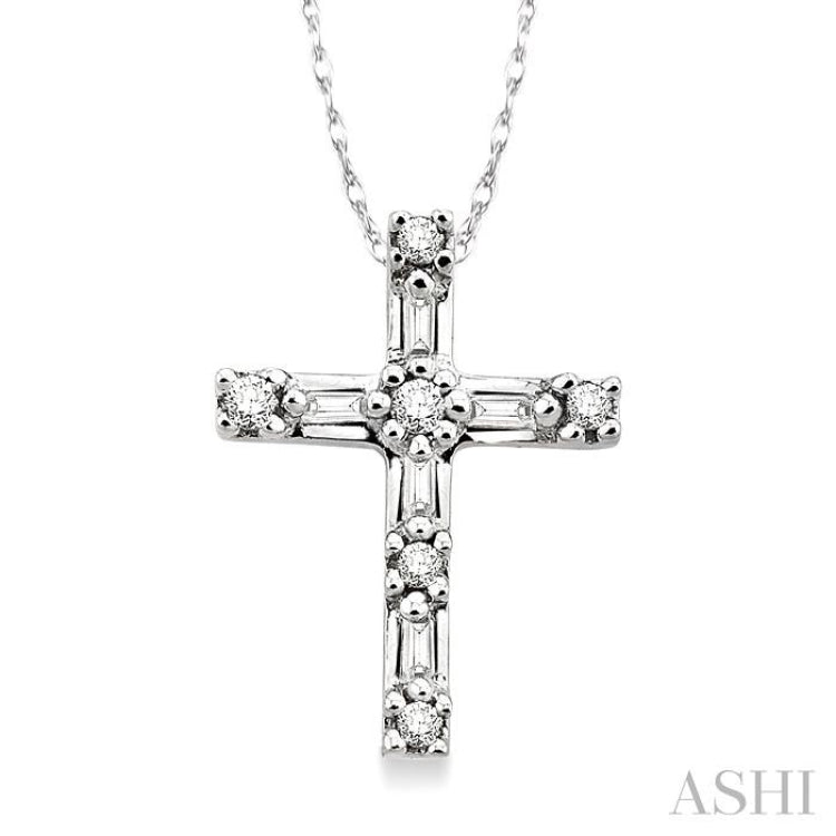 1/10 Ctw Diamond Cross Pendant in 10K White Gold with Chain 1/10 Ctw Diamond Cross Pendant in 10K White Gold with Chain