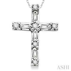 1/10 Ctw Diamond Cross Pendant in 10K White Gold with Chain 1/10 Ctw Diamond Cross Pendant in 10K White Gold with Chain