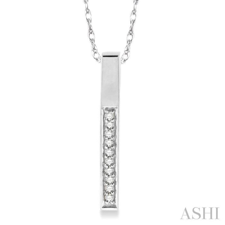 1/10 Ctw Round Cut Diamond Stick Pendant in 10K White Gold with Chain 1/10 Ctw Round Cut Diamond Stick Pendant in 10K White Gold with Chain