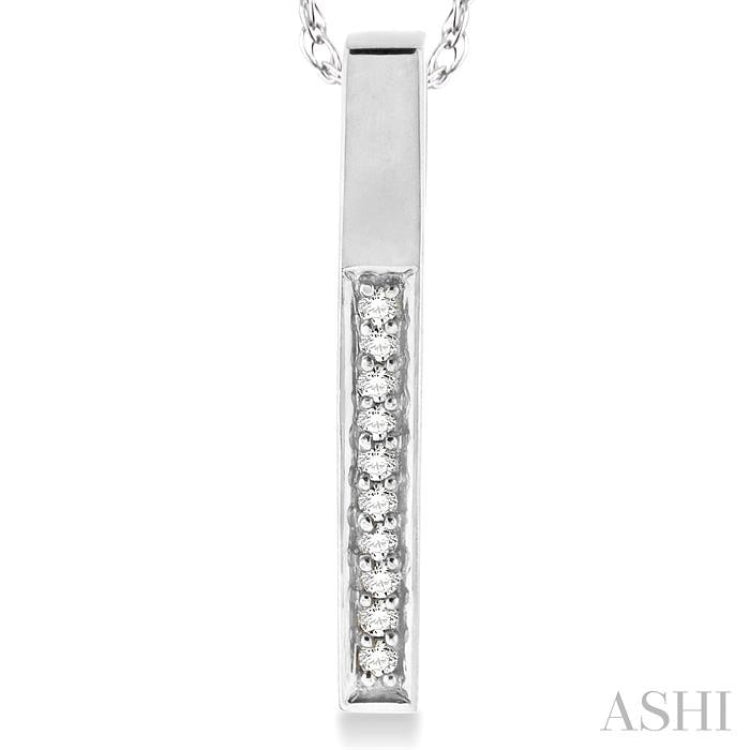 1/10 Ctw Round Cut Diamond Stick Pendant in 10K White Gold with Chain 1/10 Ctw Round Cut Diamond Stick Pendant in 10K White Gold with Chain