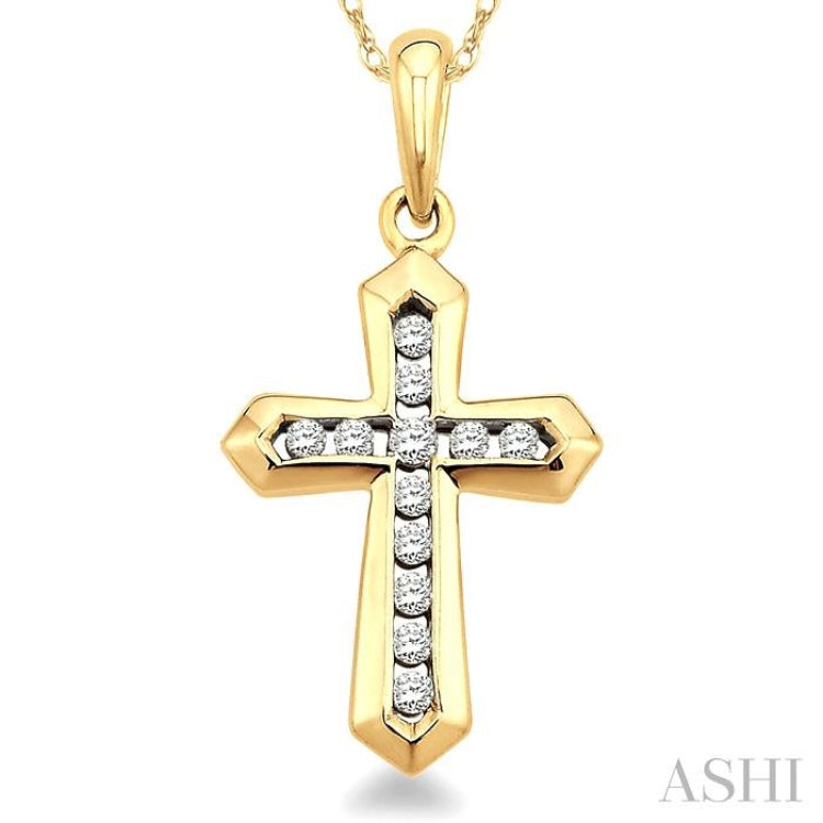 1/10 Ctw Round Cut Diamond Cross Pendant in 14K Yellow Gold with Chain 1/10 Ctw Round Cut Diamond Cross Pendant in 14K Yellow Gold with Chain