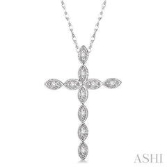 1/10 Ctw Round Cut Diamond Cross Pendant in 10K White Gold with Chain 1/10 Ctw Round Cut Diamond Cross Pendant in 10K White Gold with Chain