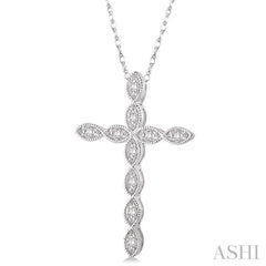 1/10 Ctw Round Cut Diamond Cross Pendant in 10K White Gold with Chain 1/10 Ctw Round Cut Diamond Cross Pendant in 10K White Gold with Chain