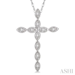 1/10 Ctw Round Cut Diamond Cross Pendant in 10K White Gold with Chain 1/10 Ctw Round Cut Diamond Cross Pendant in 10K White Gold with Chain