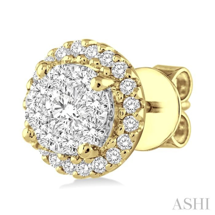 3/4 Ctw Lovebright Round Cut Diamond Earrings in 14K Yellow and White Gold 3/4 Ctw Lovebright Round Cut Diamond Earrings in 14K Yellow and White Gold